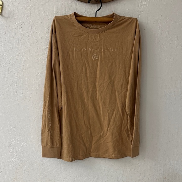 Tops - Dutch Bros Camel Tan Change The World Graphic Long Sleeve 100% Cotton Unisex M